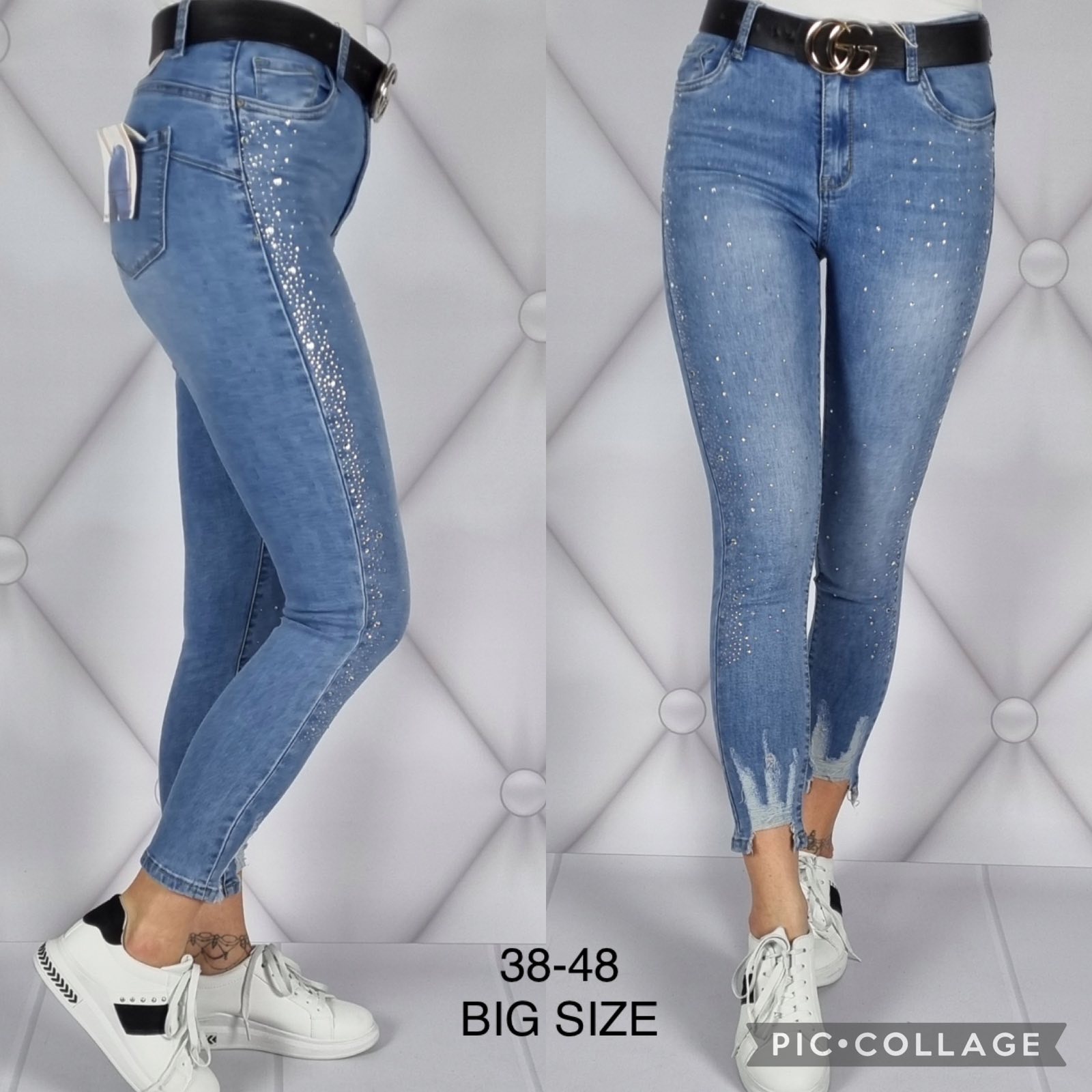 Spodnie damskie jeansy Roz 38-48 ,  1 kolor . Paczka 12szt