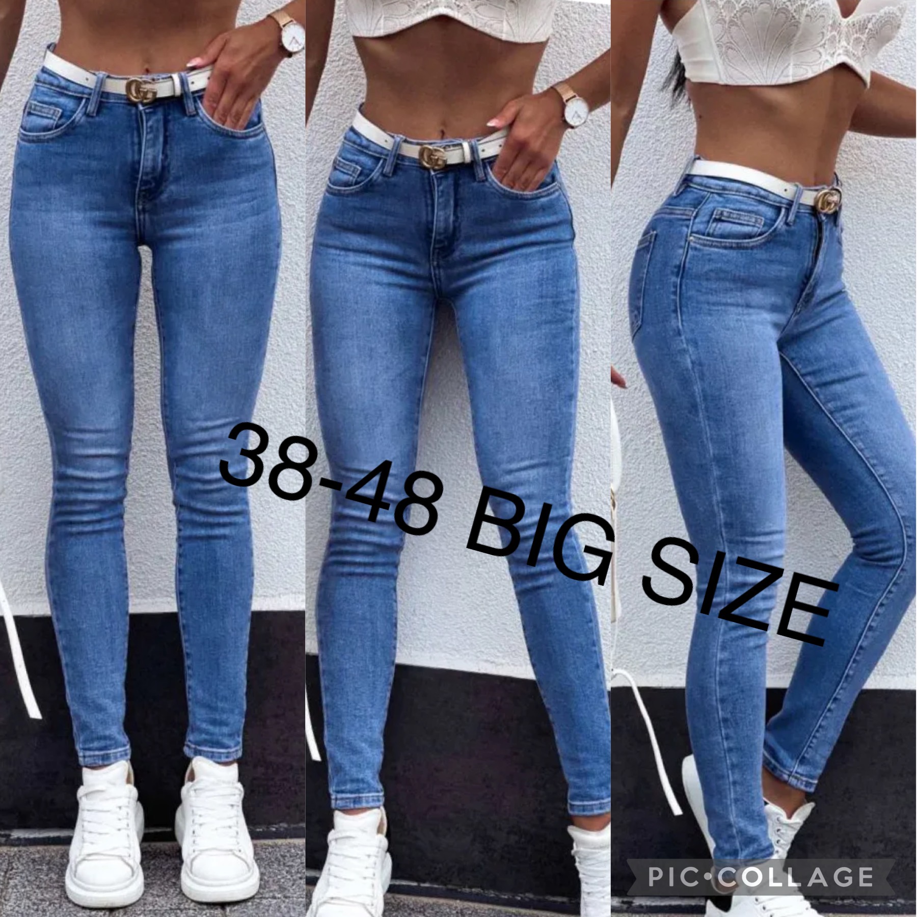 Spodnie damskie jeansy Roz 38-48 ,  1 kolor . Paczka 12szt