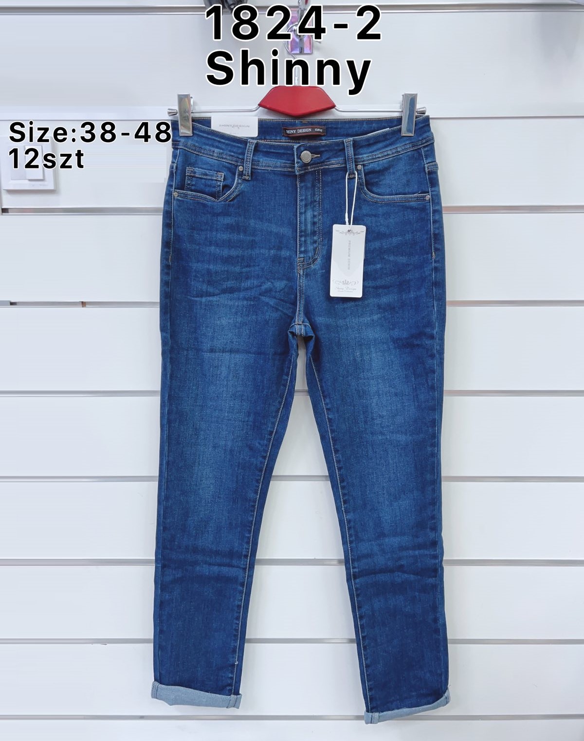 Spodnie  damskie jeans Roz  38-48.  1 kolor . Paczka 10szt