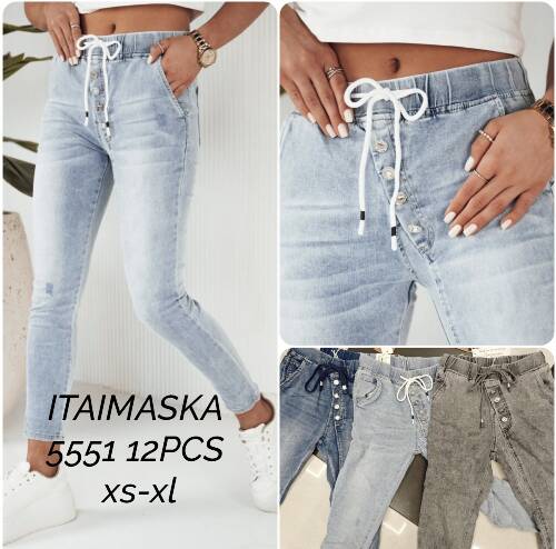 Spodnie damska jeans. Roz XS-XL .Mix Kolor. Paszka 12 szt