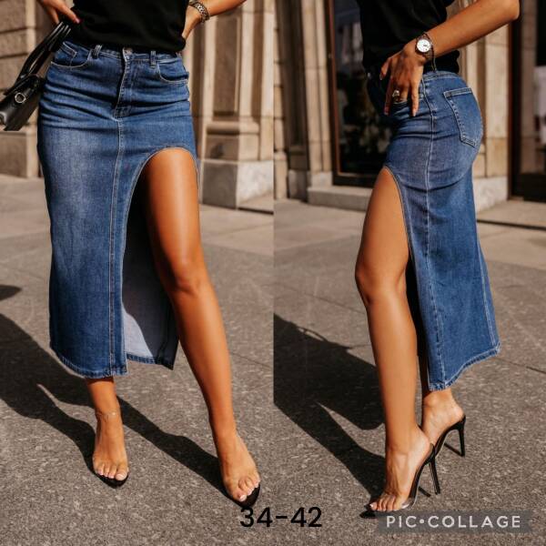 Spódnica damska jeans. Roz 34-42. 1 Kolor. Pasczka 12 szt.