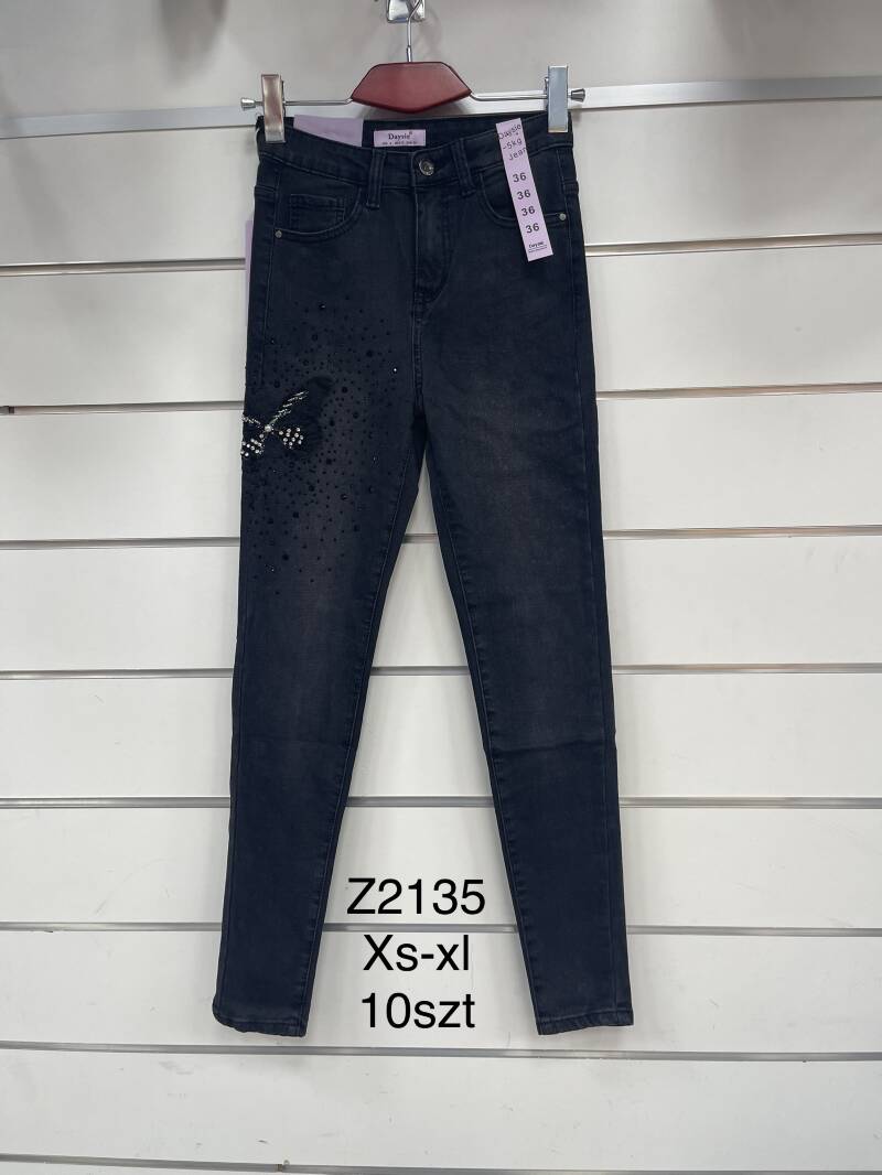 Spodnie damska jeans . Roz XS-XL. 1 kolor. Paszka 10szt.  