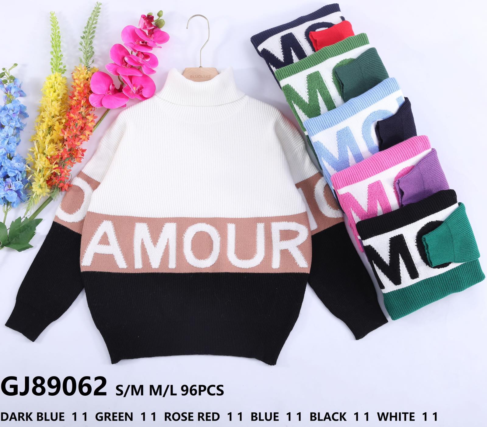  Swetry damskie (Francja produkt) Roz S/M-M/L  Mix kolor Paszka 12 szt