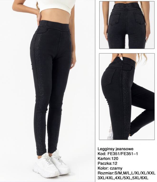 Jeansy damskie Roz S-6XL, 1 Kolor, Paszka 12 szt