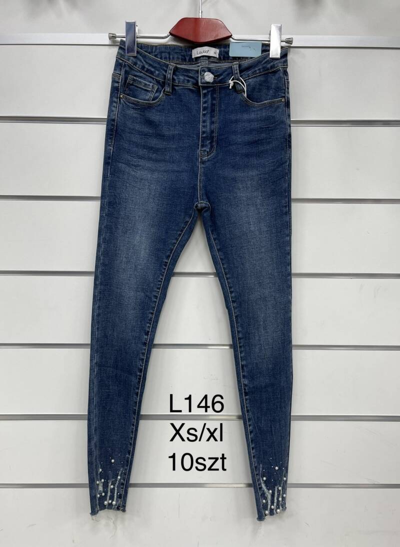 Spodnie damska jeans . Roz XS-XL. 1 kolor. Paszka 10szt.  