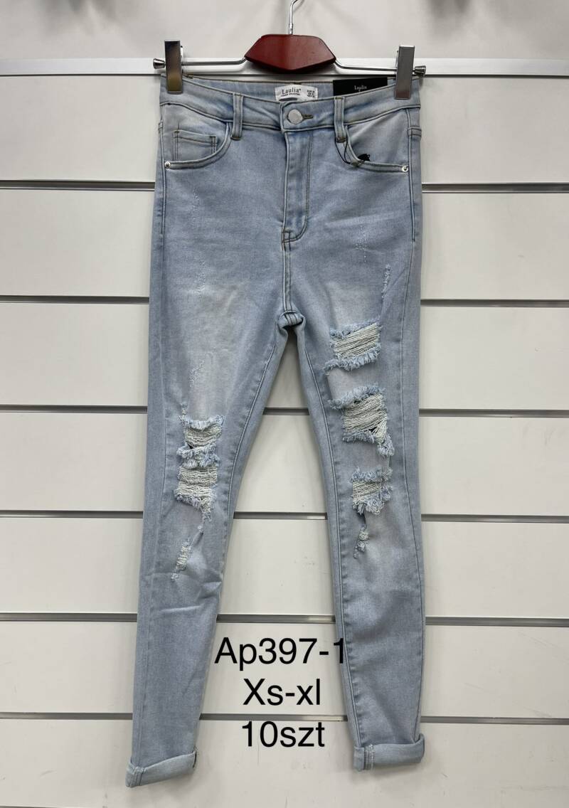 Spodnie damska jeans . Roz XS-XL. 1 kolor. Paszka 10szt.  