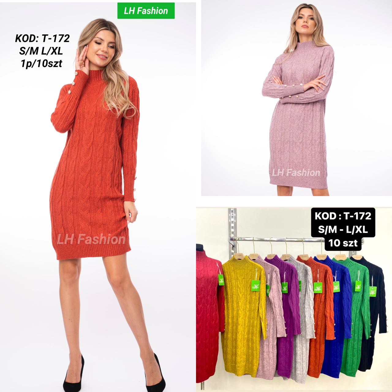 Sukienka Swetry damskie Roz S/M.L/XL. Mix kolor. Paczka 10szt