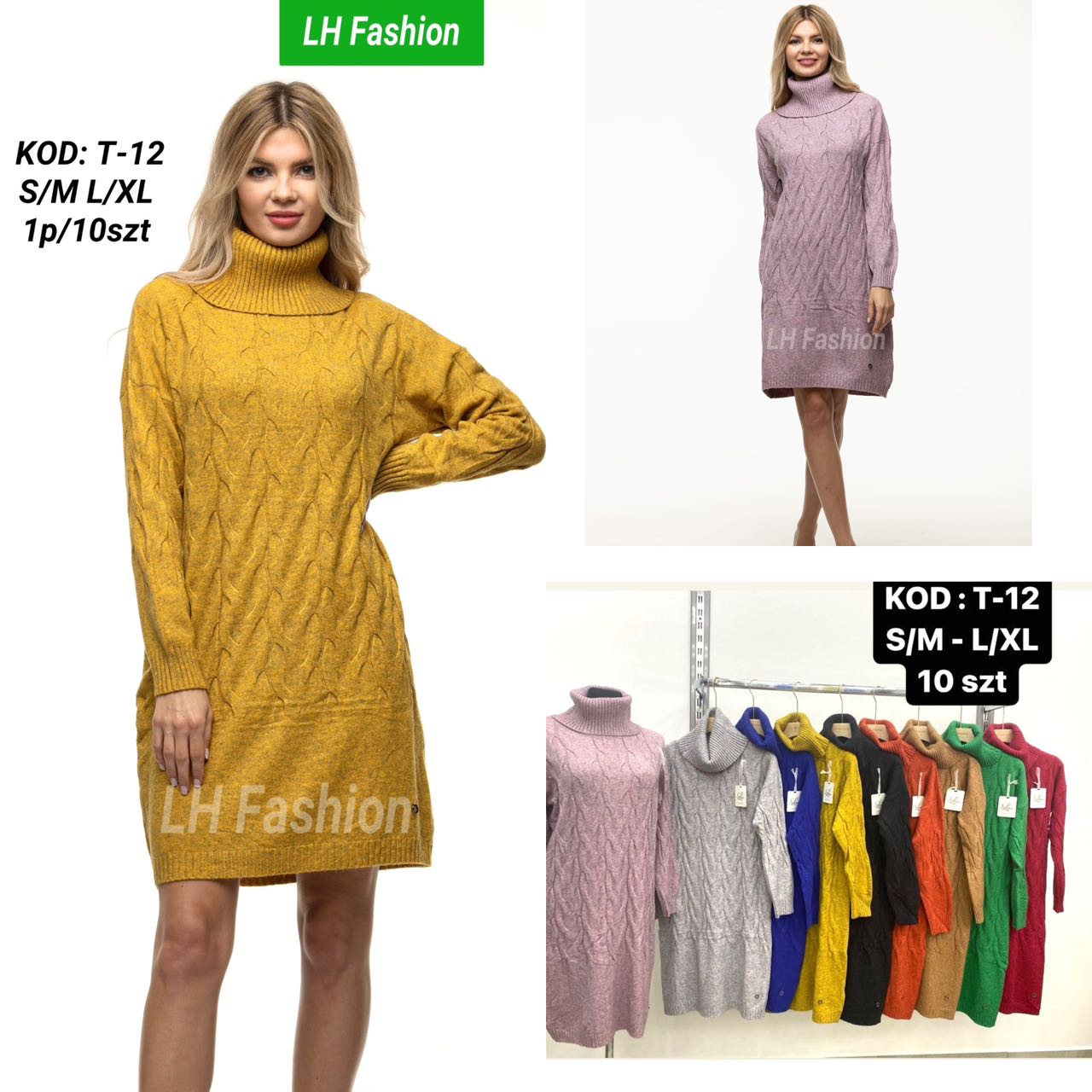 Sukienka Swetry damskie Roz S/M.L/XL. Mix kolor. Paczka 10szt