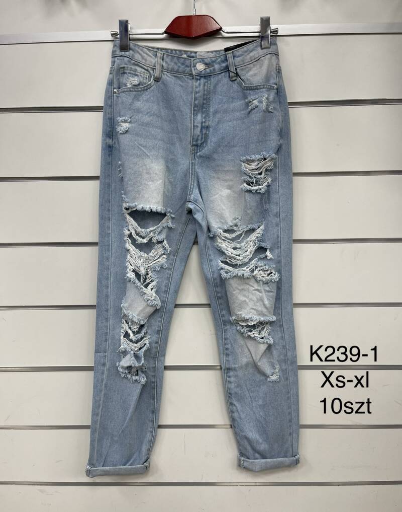 Spodnie damska jeans . Roz XS-XL. 1 kolor. Paszka 10szt.  