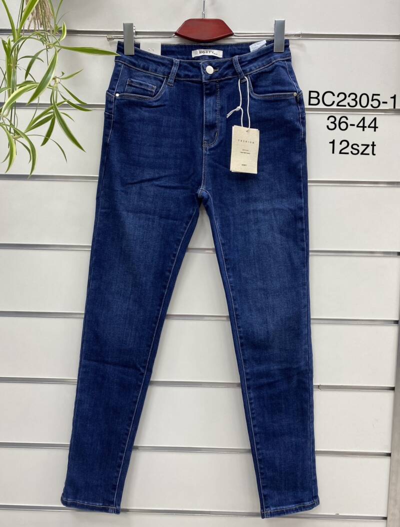 Spodnie damska jeans . Roz 36-44. 1 kolor. Paszka 12szt.  