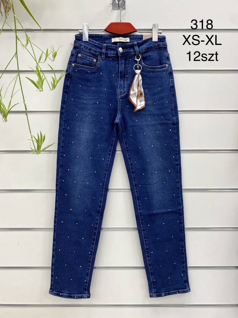 Spodnie damska jeans . Roz XS-XL. 1 kolor. Paszka 12szt.  