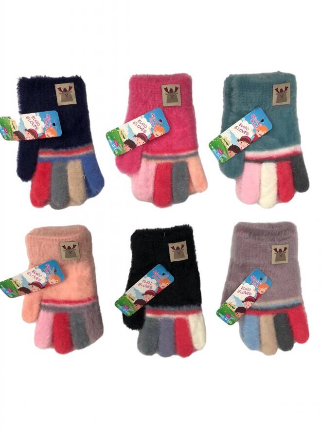 Rękawiczki dziecięce zimowe Roz Standard, Mix kolor Paczka 12 szt