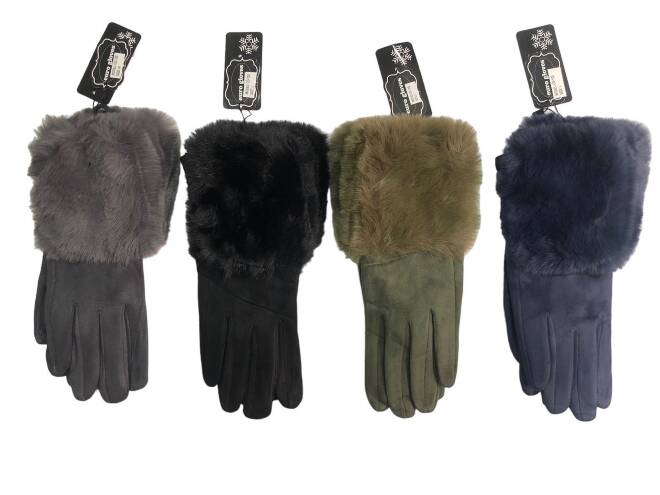 Rękawiczki damskie zimowe Roz M-L, Mix kolor Paczka 12 szt
