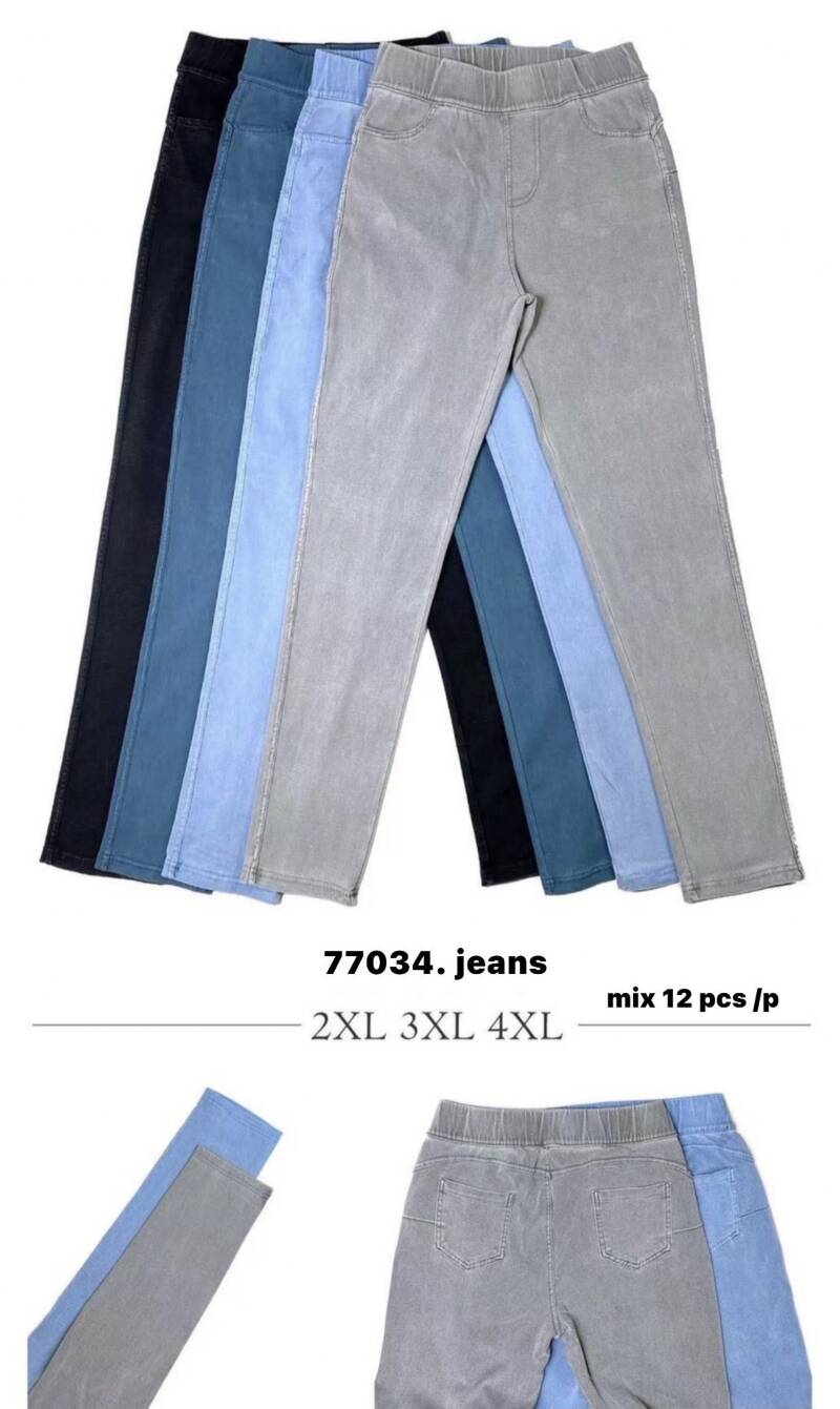 Spodnie Jeans  damska .Roz 2XL-4XL.Mix  kolor. Paszka 12szt.