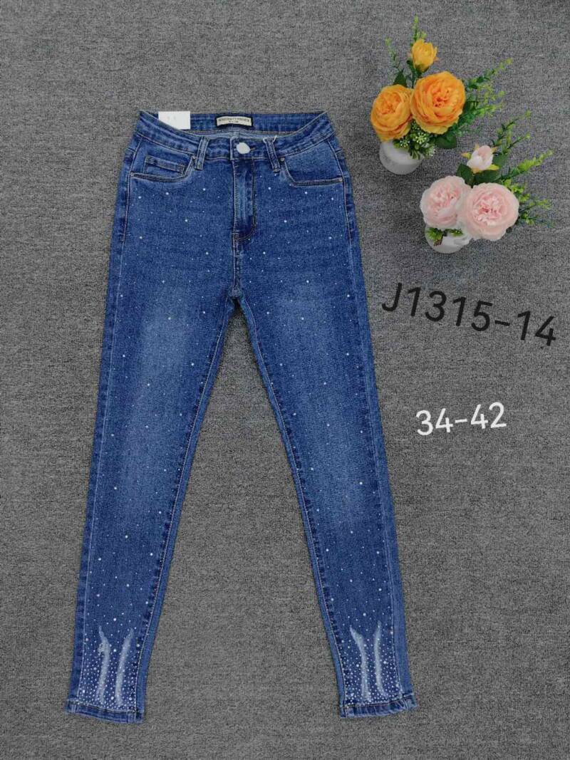 Spodnie damska jeans . Roz 34-42. 1 kolor. Paszka 10szt.  