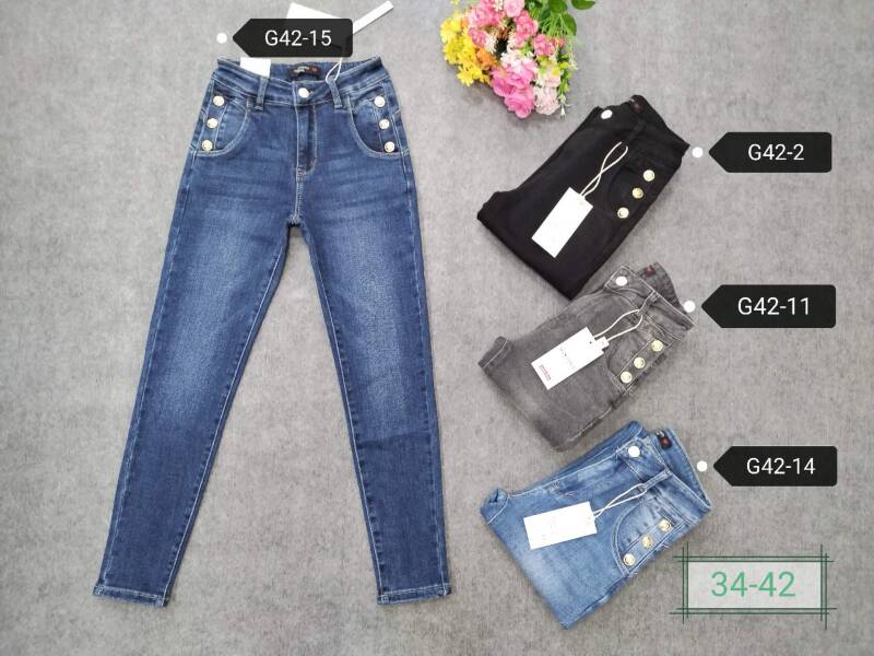 Spodnie damska jeans . Roz 34-42. 1 kolor. Paszka 10szt.  
