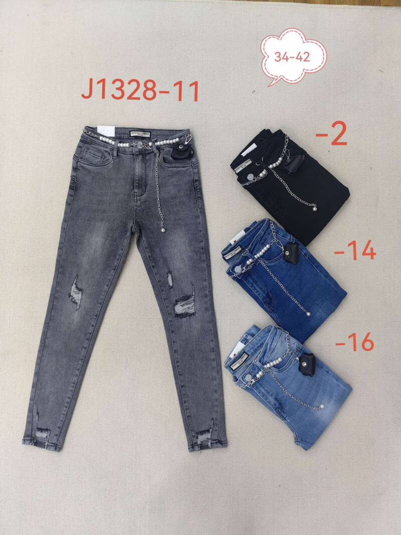 Spodnie damska jeans . Roz 34-42. 1 kolor. Paszka 10szt.  