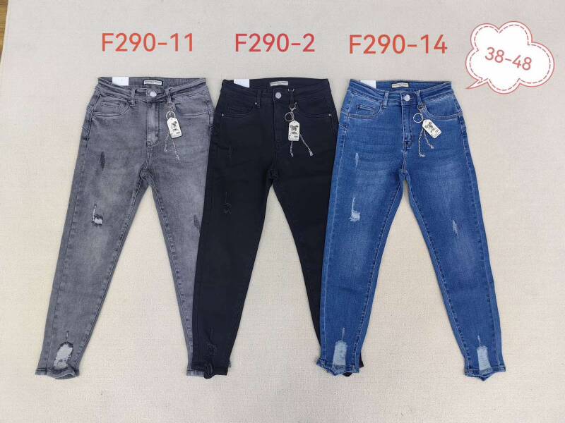 Spodnie damska jeans duże. Roz 38-48. 1 kolor. Paszka 12szt.  