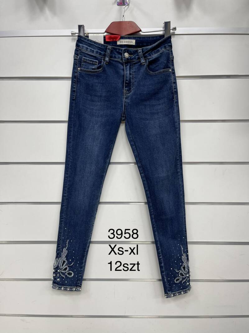 Spodnie  damska Jeans.Roz XS-XL. 1Kolor. Paszka 12szt.