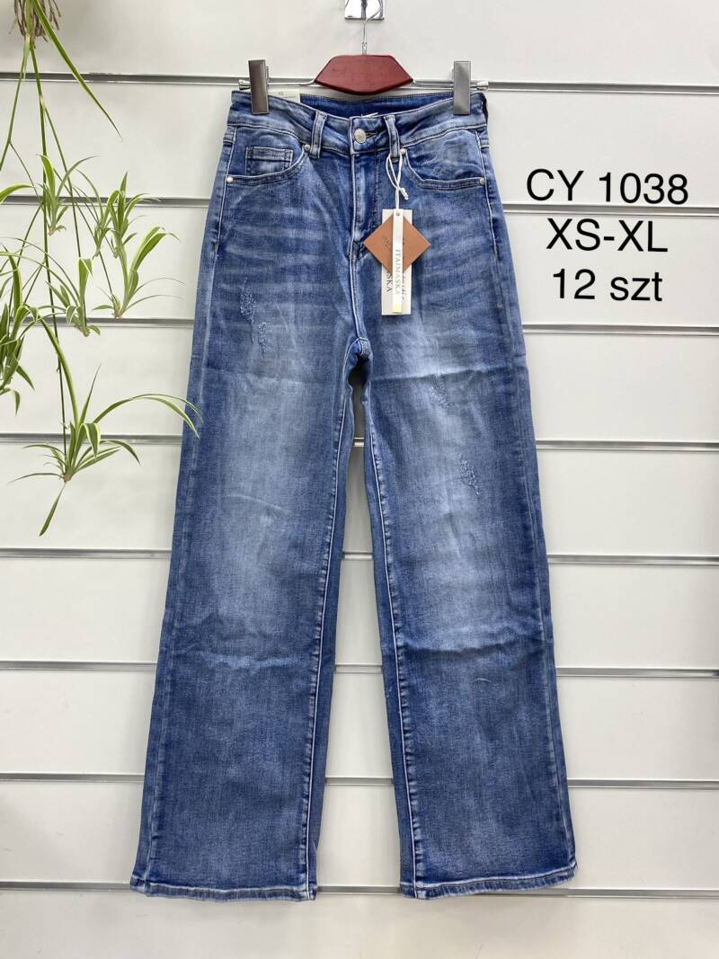 Spodnie damska jeans . Roz XS-XL. 1 kolor. Paszka 12szt.  