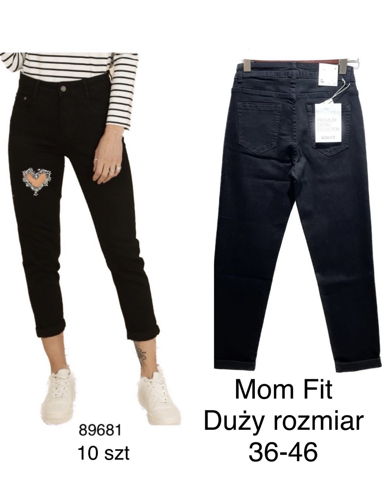 Spodnie damskie jeans duże .Roz X36-46 . Paczka 10szt