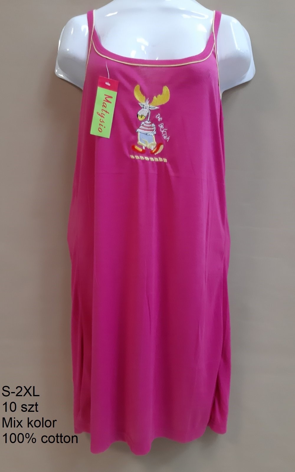 Koszula nocna damska ( VietNam product ) Roz S-2XL, Mix kolor Paczka 10 szt