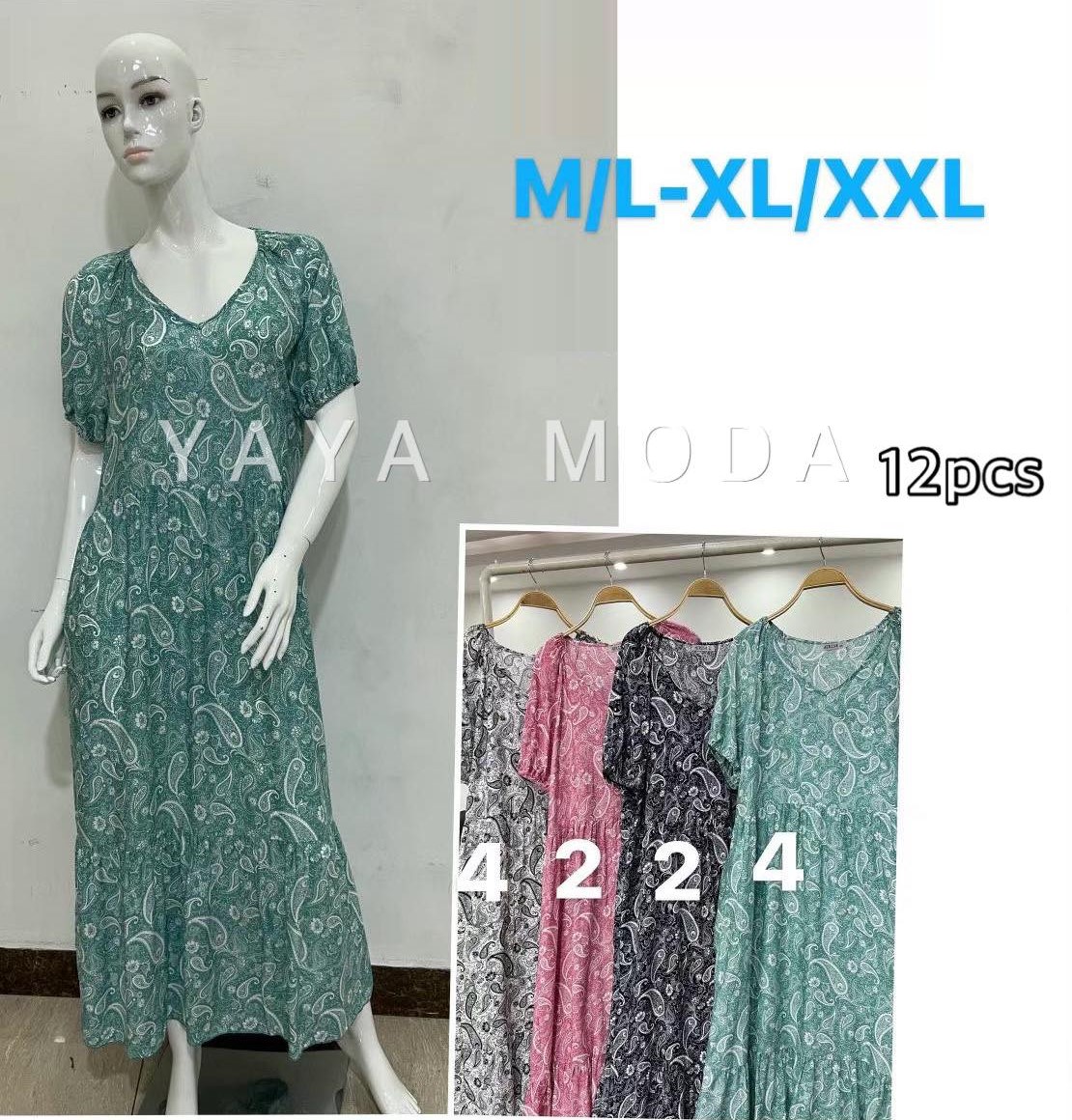 Sukienka damska  Roz M/L-XL/2XL Paczka 12 szt Mix kolor