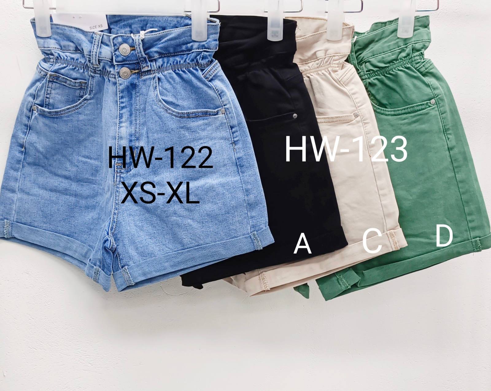 Szorty  damskie jeansy   .Roz XS-XL.  1 kolor. Paczka 10 szt