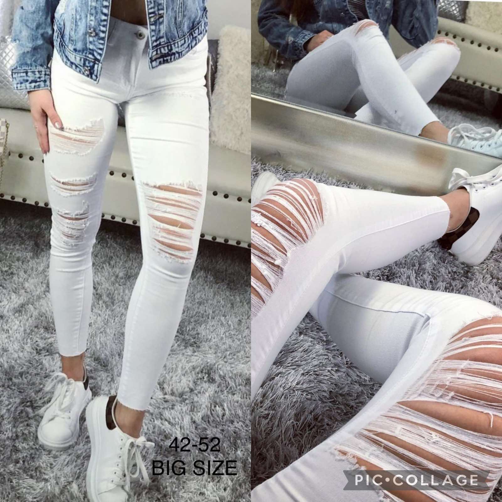 Spodnie damskie jeans duże Roz 42-52 . 1 kolor.  Paczka 10szt