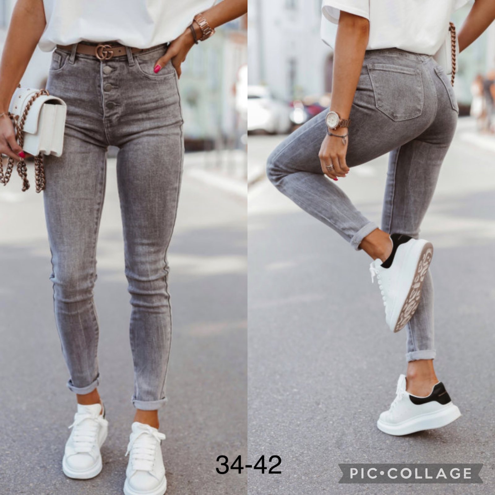 Spodnie damskie jeansy   .Roz 34-42 .  1 kolor. Paczka 10 szt