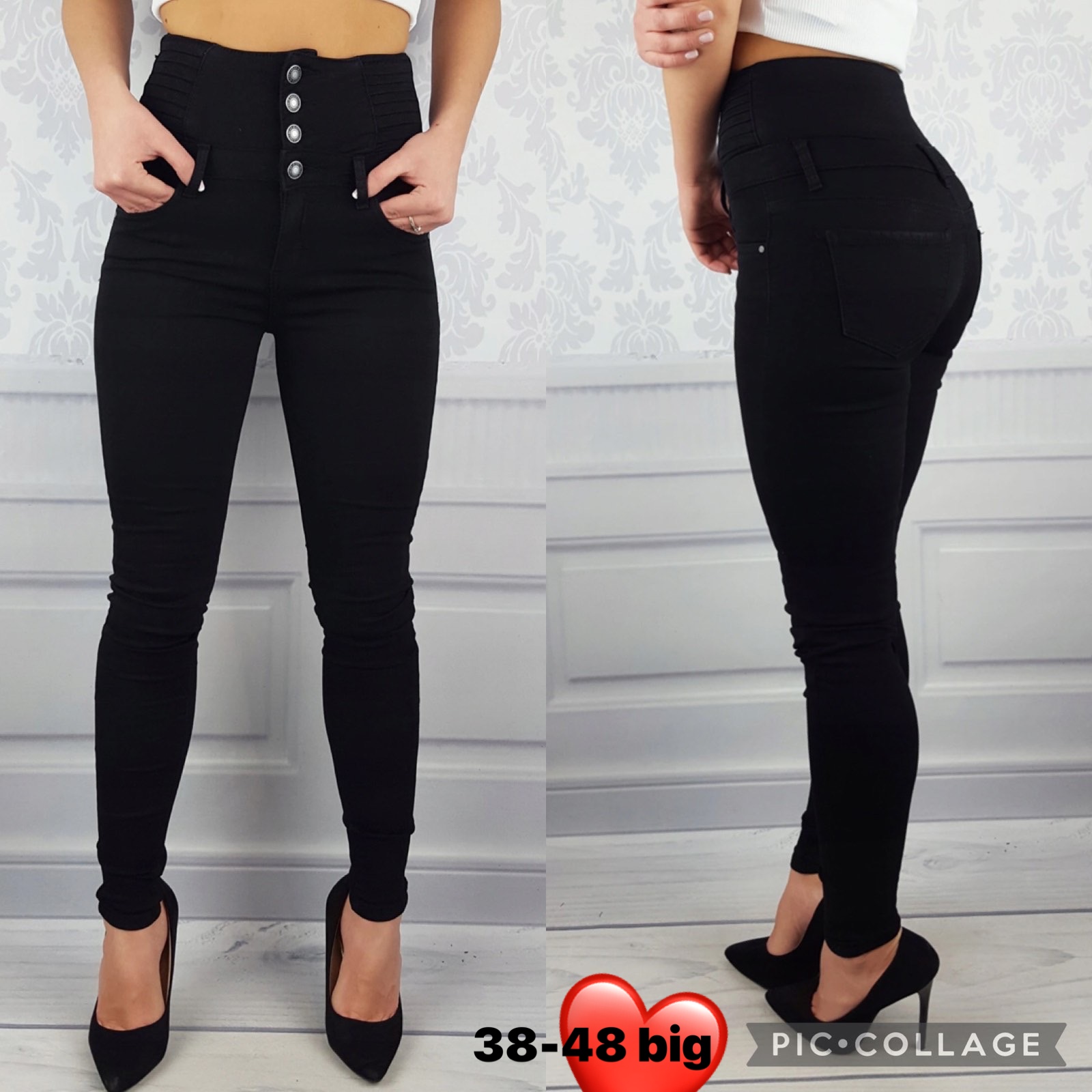 Spodnie damskie jeans duże Roz  38-48 .  1 kolor . Paczka 10szt
