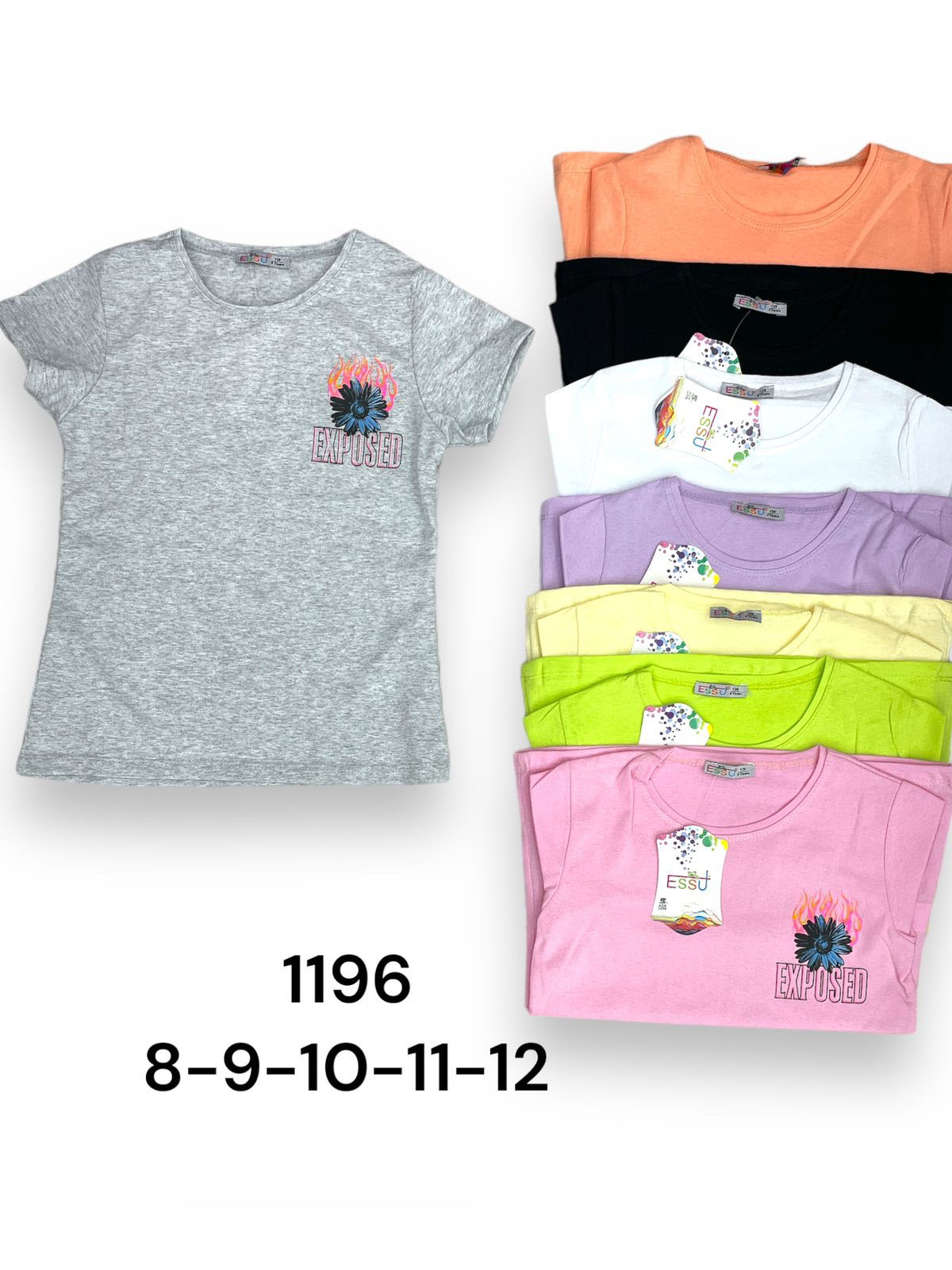 Bluzki dziewczęce ( Turecki produkt ) Roz 8-12, 1 kolor Paczka 5 szt