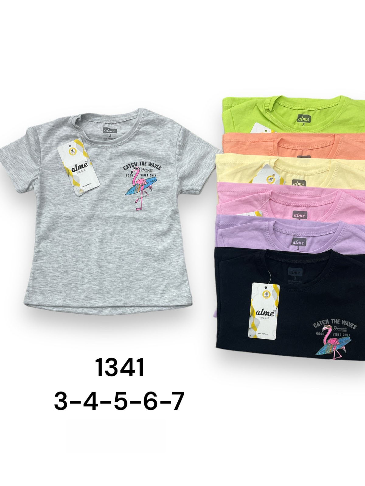 Bluzki dziewczęce ( Turecki produkt ) Roz 3-7, 1 kolor Paczka 5 szt