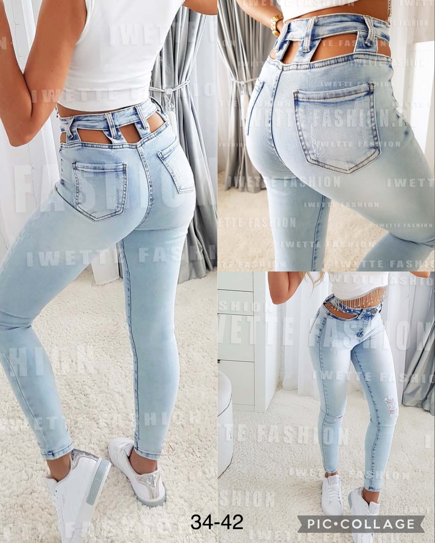 Spodnie damskie jeans Roz 34-42. 1 kolor .  Paczka 10szt