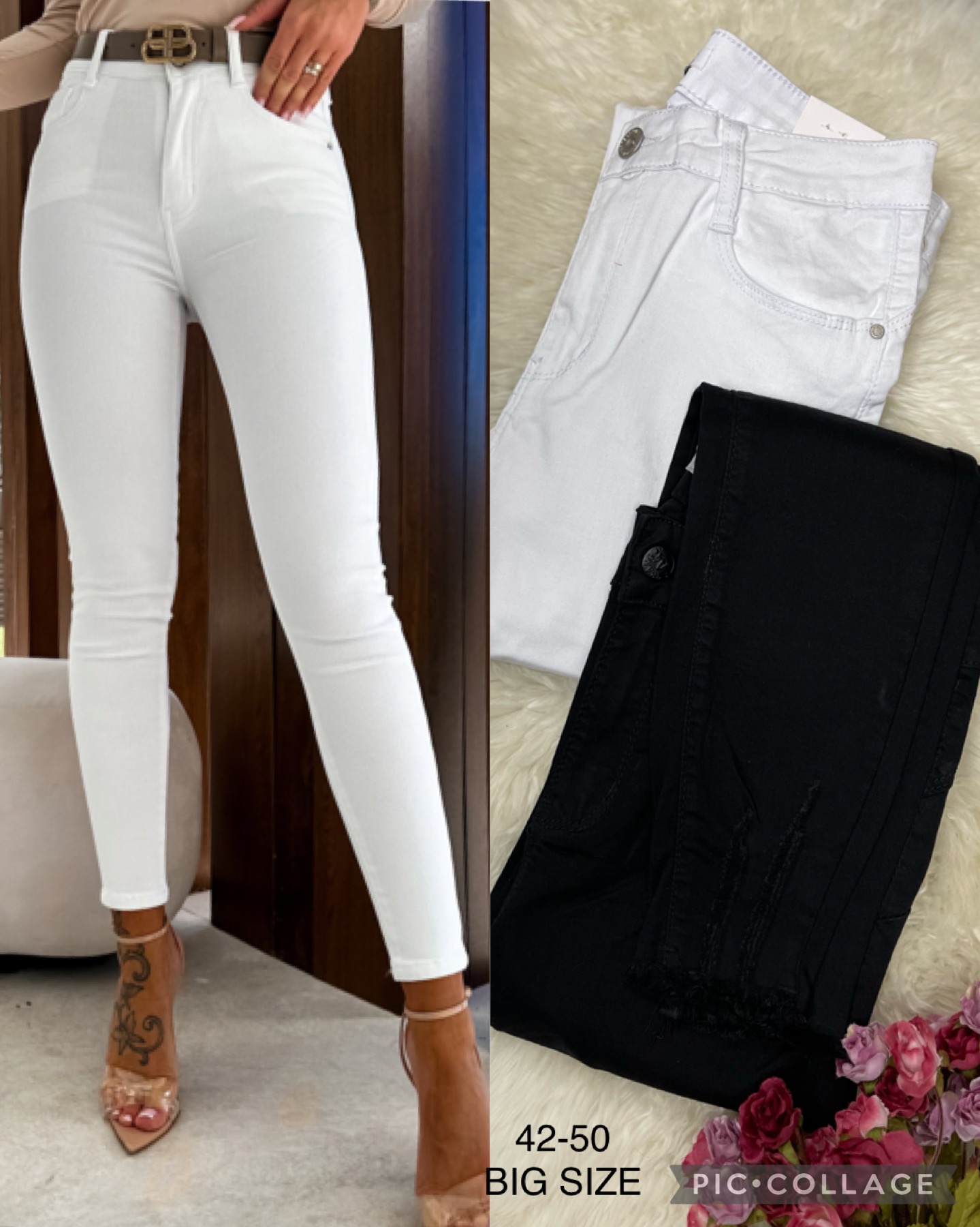Spodnie  damskie jeans Roz  42-50 .  1 kolor . Paczka 10szt