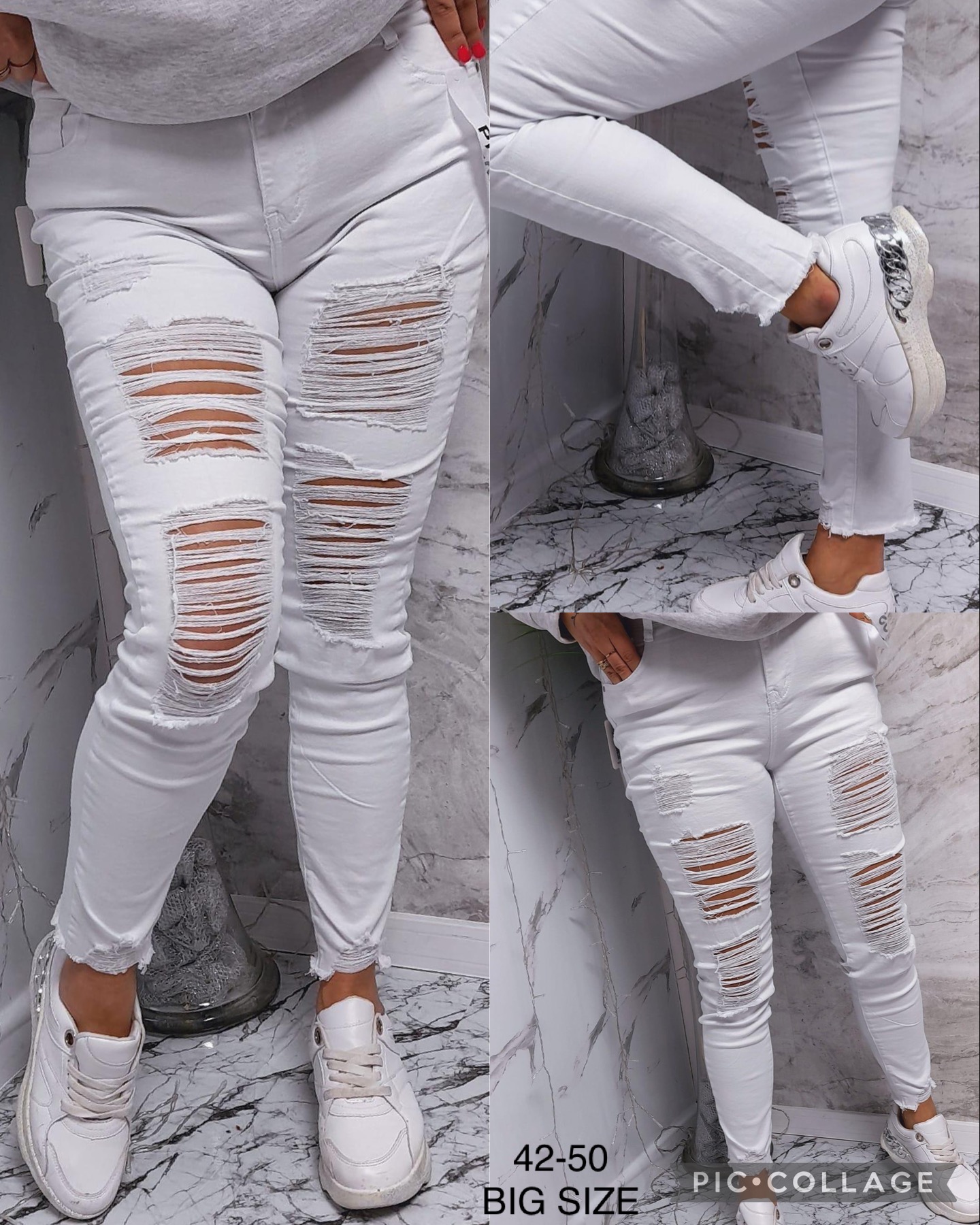Spodnie damskie jeans Roz 42-50. 1 kolor .  Paczka 10szt