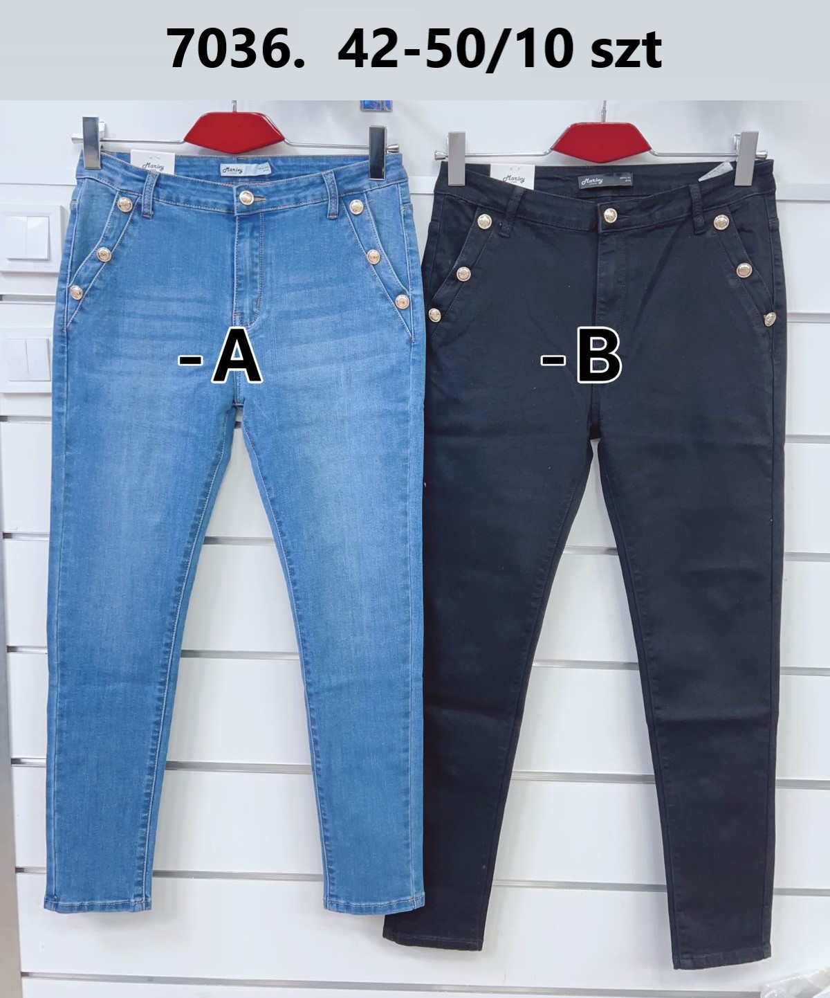 Spodnie  damskie jeans Roz  42-50.  1 kolor . Paczka 10szt