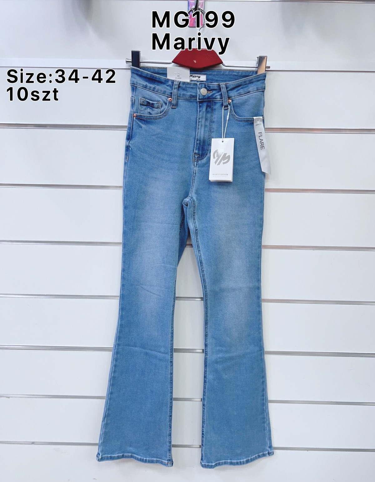 Spodnie  damskie jeans Roz  34-42.  1 kolor . Paczka 10szt