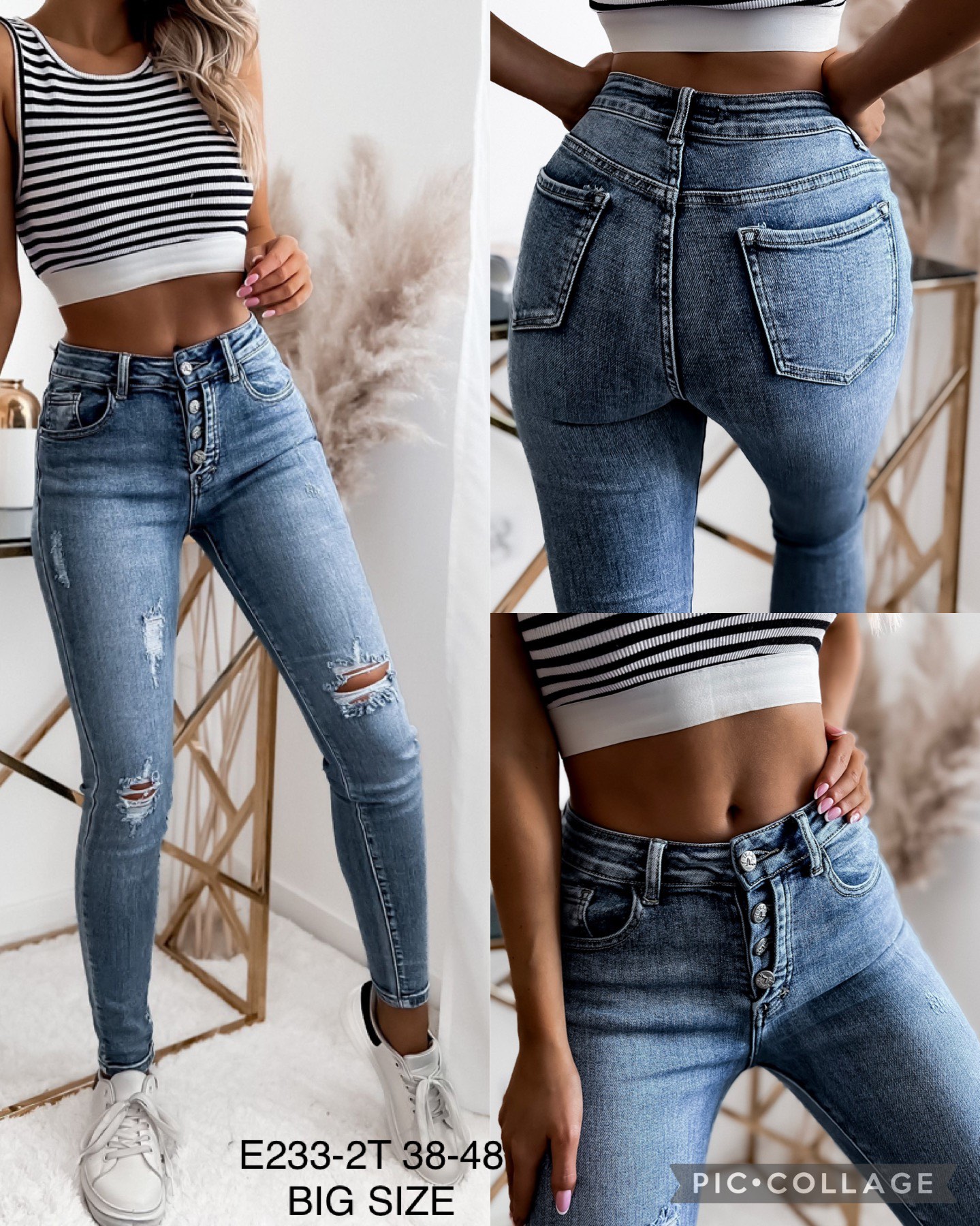 Spodnie  damskie jeans Roz  38-48 .  1 kolor . Paczka 10szt