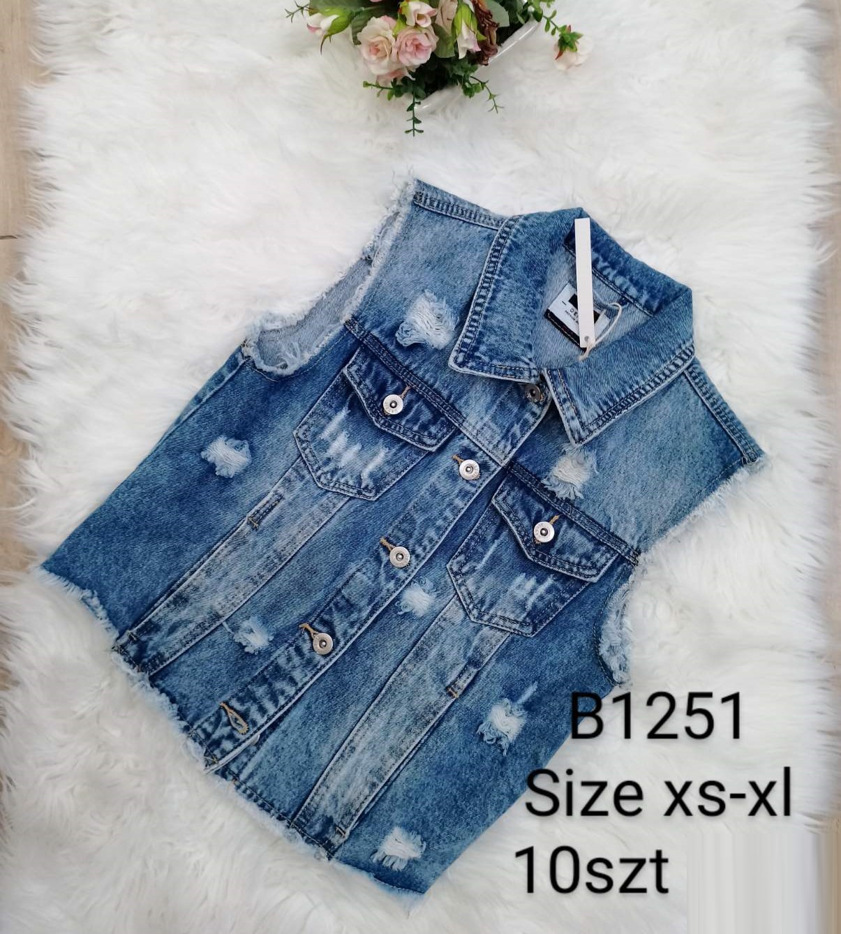 Kamiżelka  damskie jeansy   Roz XS-XL.  1  kolor . Paczka10szt