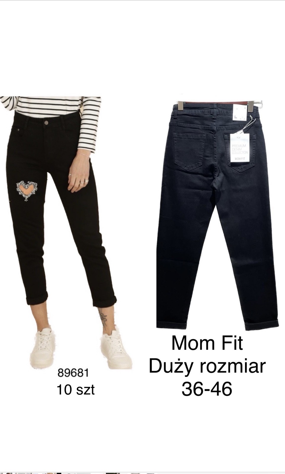Spodnie  damskie jeans Roz 36-46.  1 kolor . Paczka 10szt