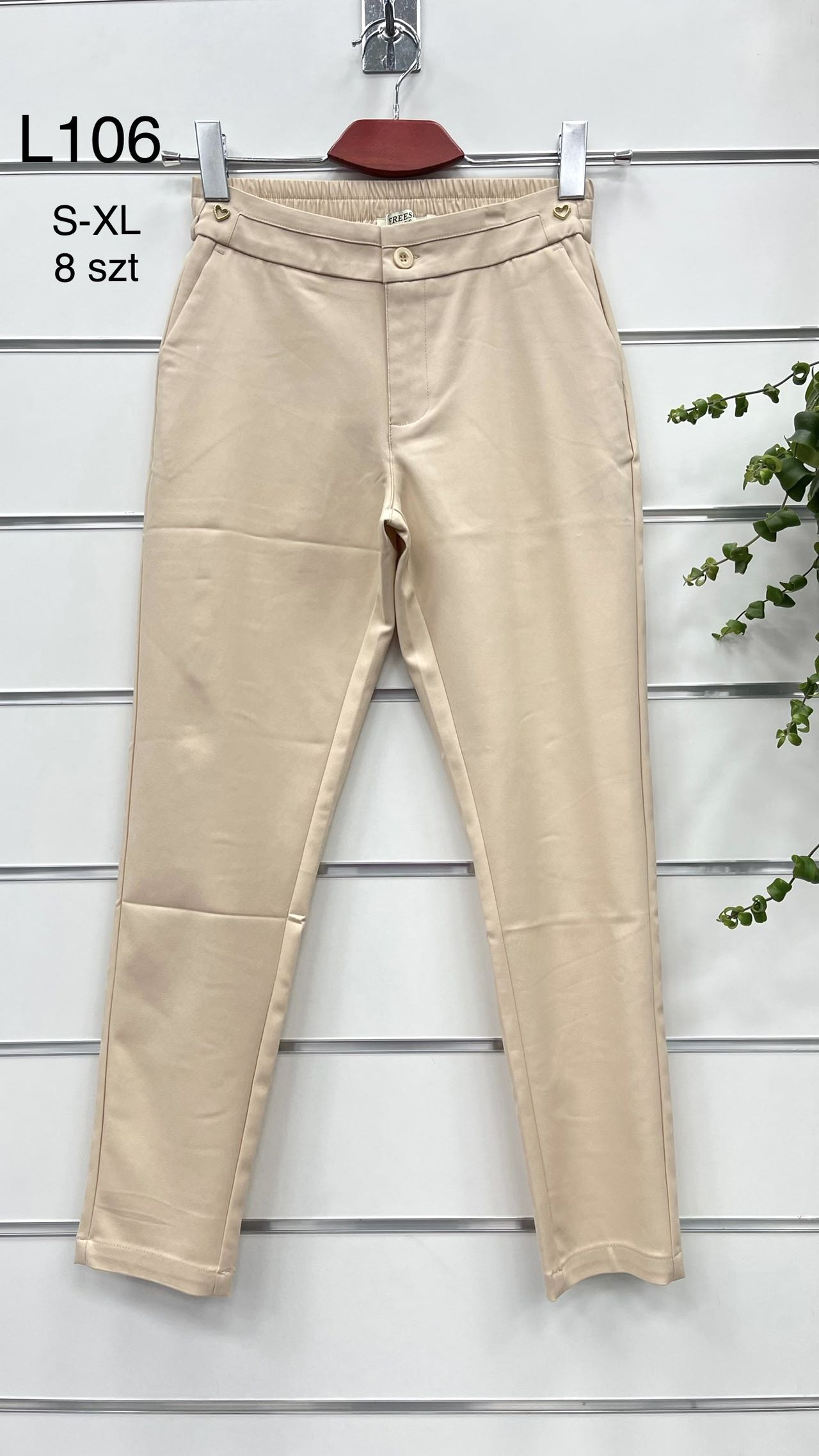 Spodnie  damskie materiałowe   Roz S-XL.  1 kolor . Paczka 8szt