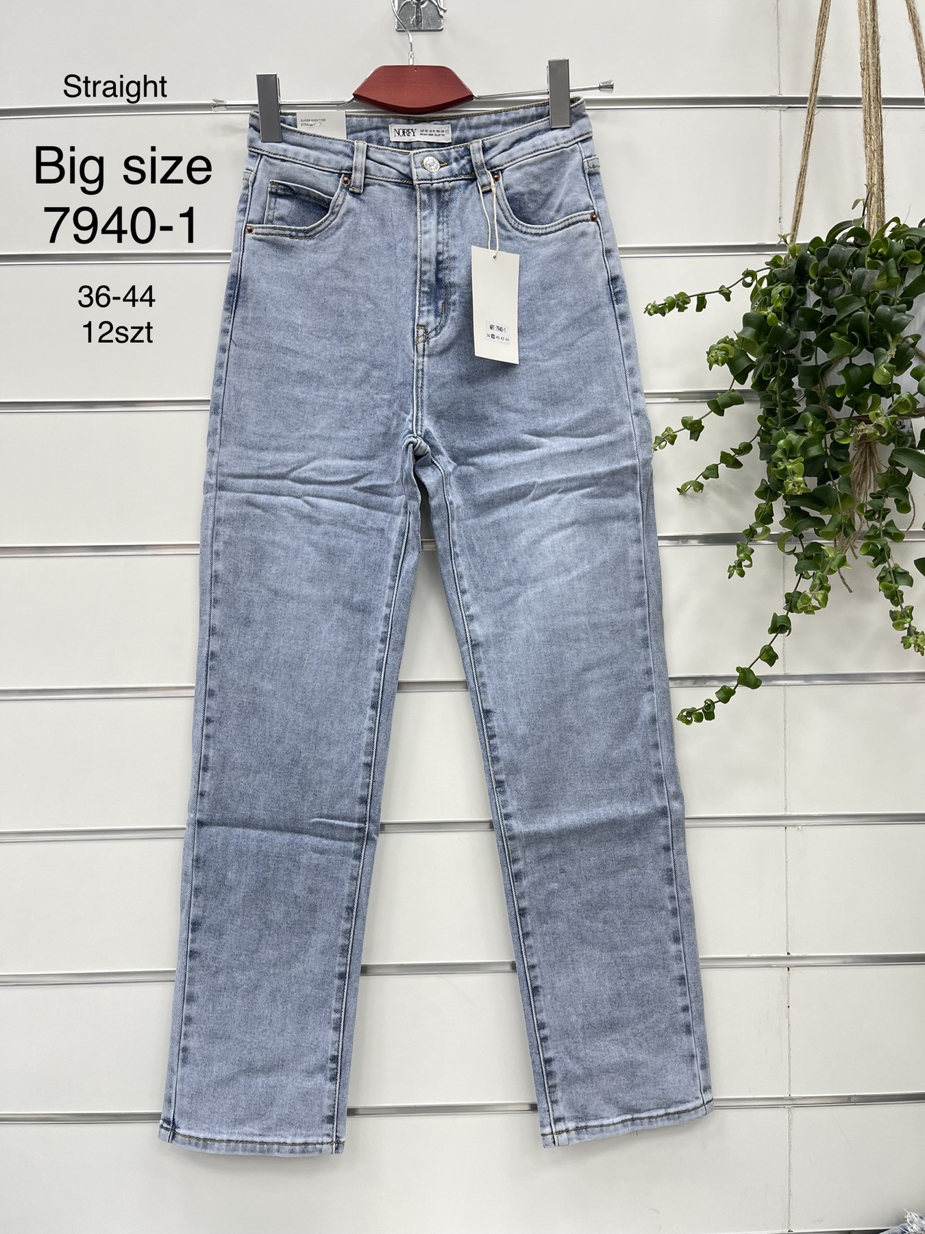 Spodnie damskie jeans Roz  36-44.  1 kolor . Paczka 12szt
