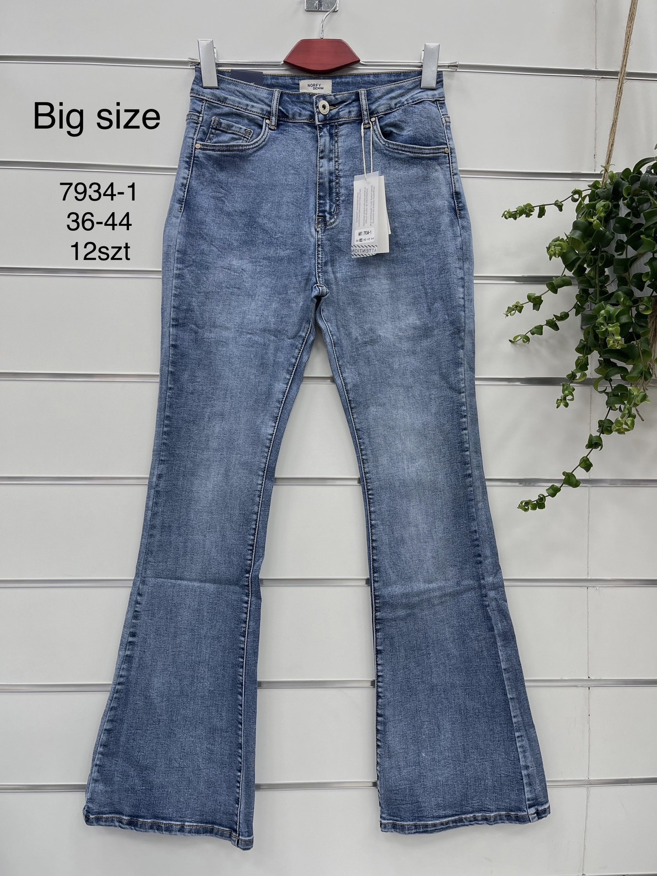 Spodnie damskie jeans Roz  36-44.  1 kolor . Paczka 12szt