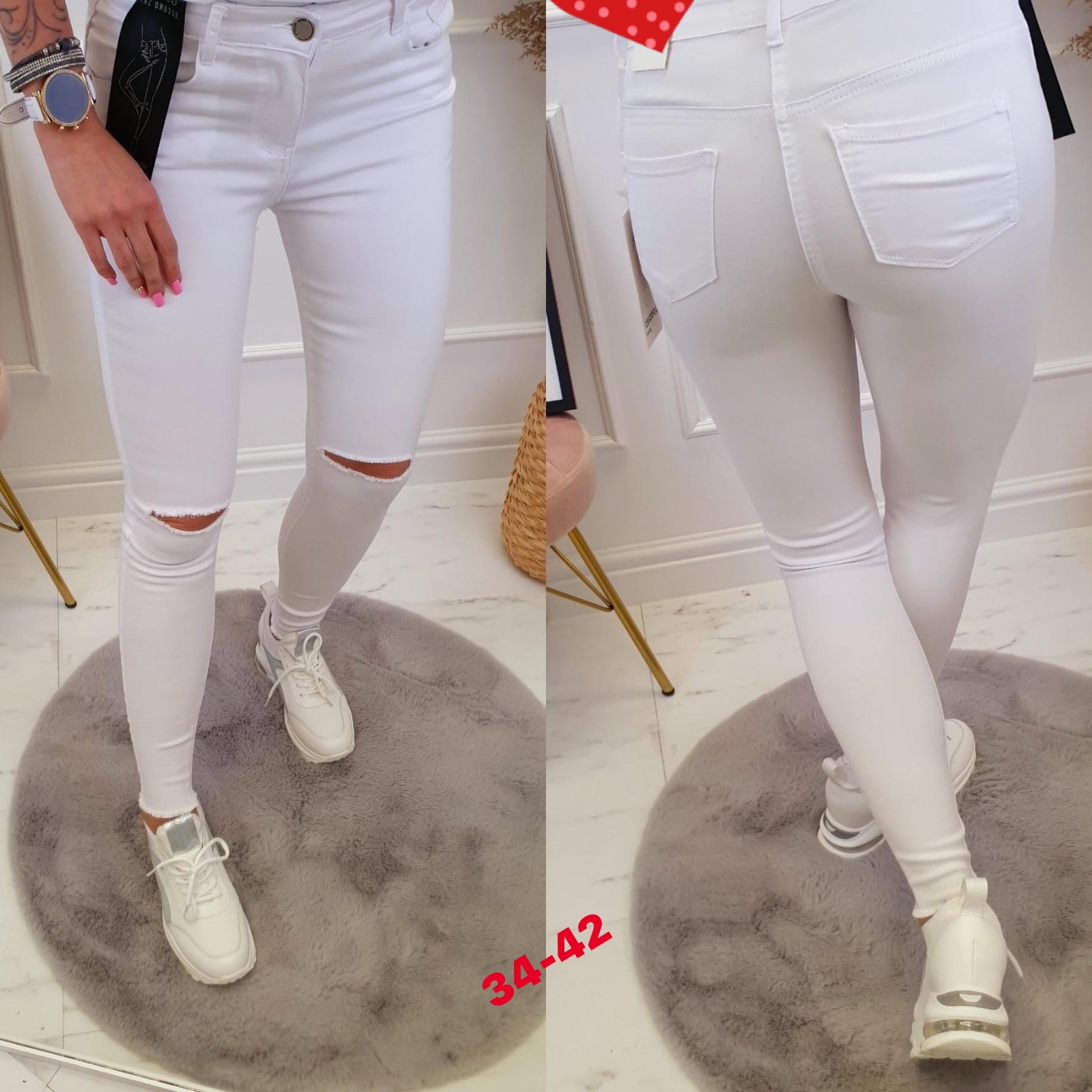 Spodnie damskie jeans Roz  34-42 .  1 kolor . Paczka 12szt