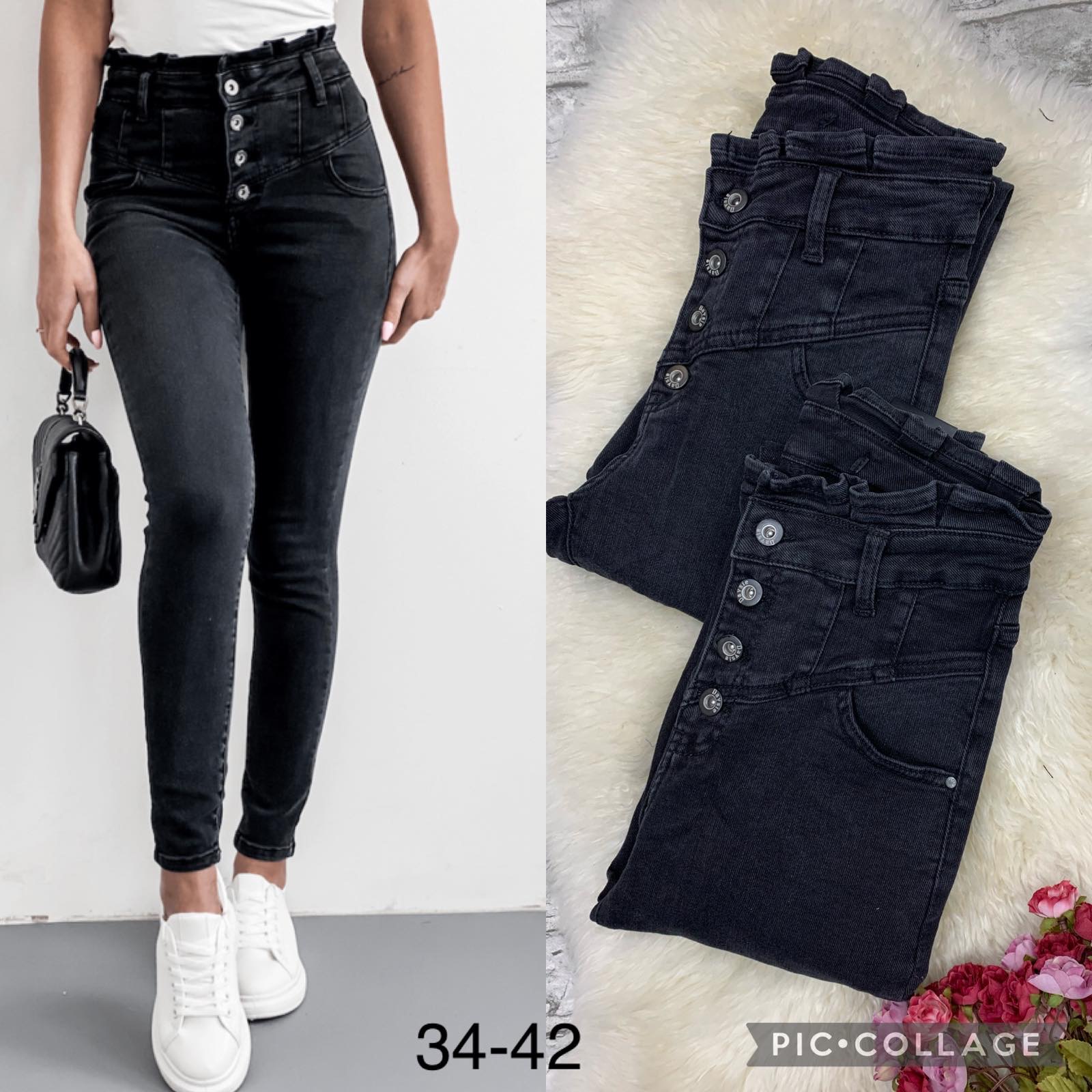 Spodnie damskie jeans Roz  34-42 .  1 kolor . Paczka 10szt