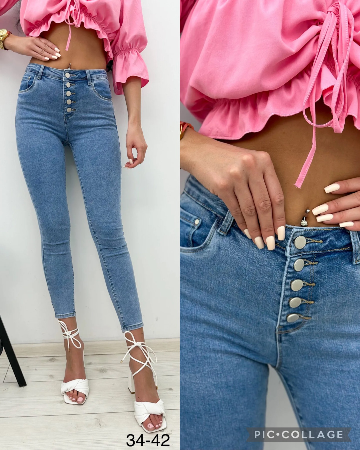 Spodnie damskie jeans Roz  34-42 .  1 kolor . Paczka 10szt