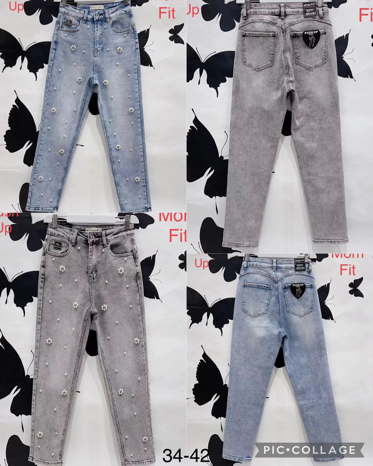 Spodnie damskie jeans Roz  34-42 .  1 kolor . Paczka 10szt
