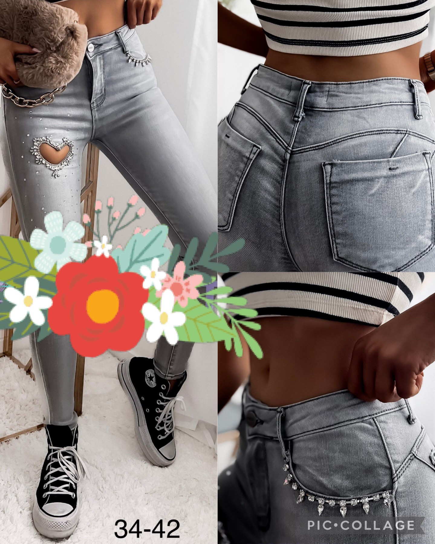 Spodnie damskie jeans Roz  34-42 .  1 kolor . Paczka 10szt