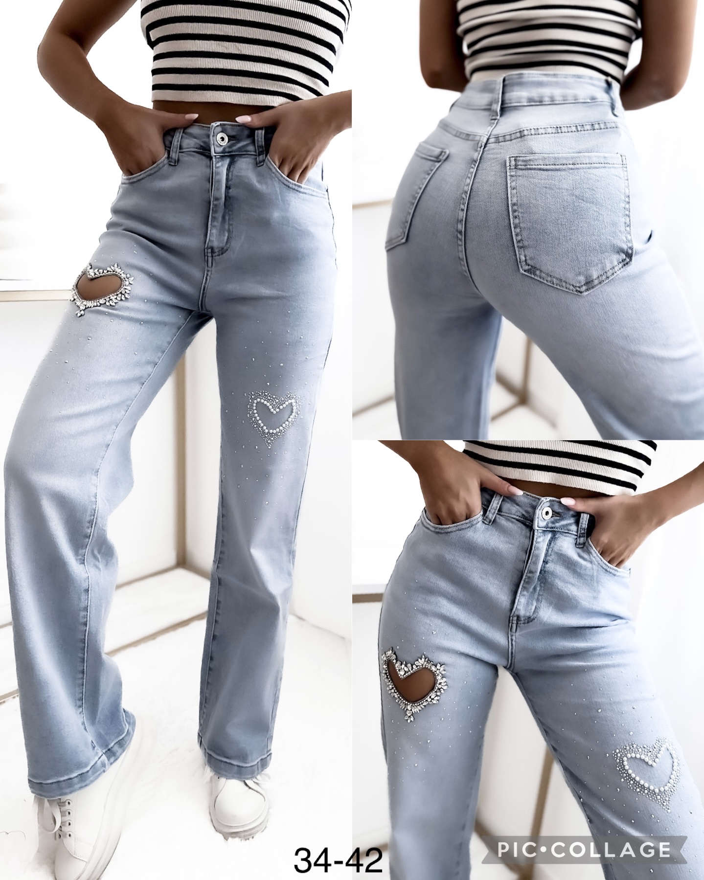 Spodnie damskie jeans Roz  34-42 .  1 kolor . Paczka 10szt